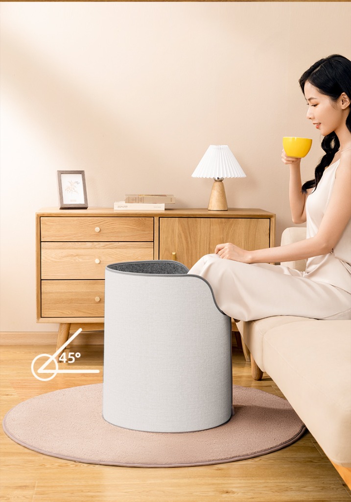 45 degree ergonomic foot warmer in home setting
