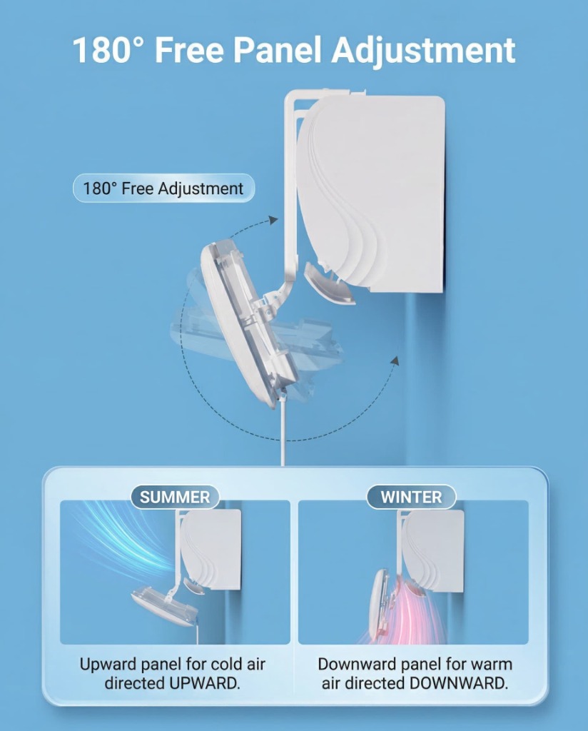 180 degree free panel adjustment for summer and winter